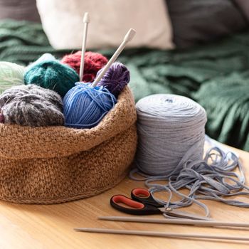 arrangement with thread crocheting. High resolution photo