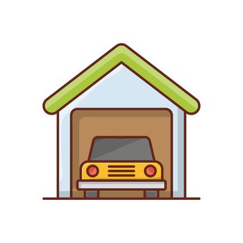 garage vector flat color icon