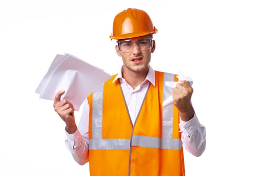 engineer orange protective uniform documents professional. High quality photo