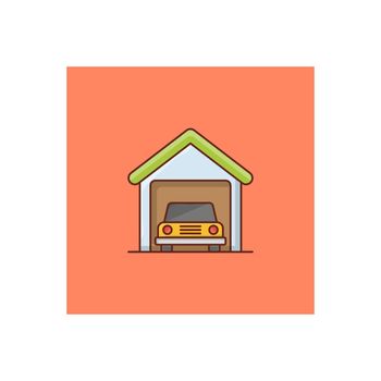 garage vector flat color icon