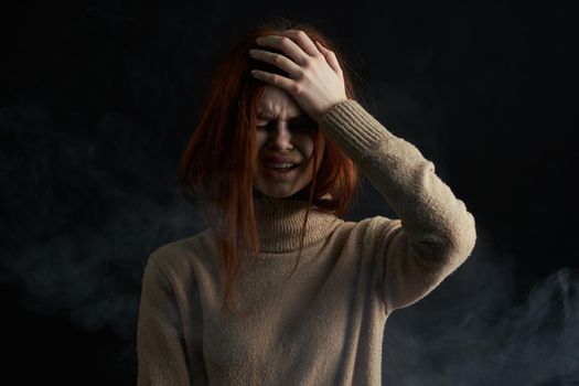 scared woman change domestic violence abuse problem. High quality photo
