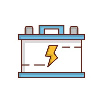 battery Vector illustration on a transparent background. Premium quality symbols. Vector Line Flat color icon for concept and graphic design.