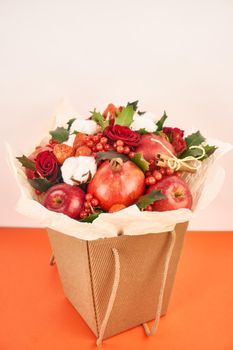 fruit vitamins decoration romance gift food pink background. High quality photo