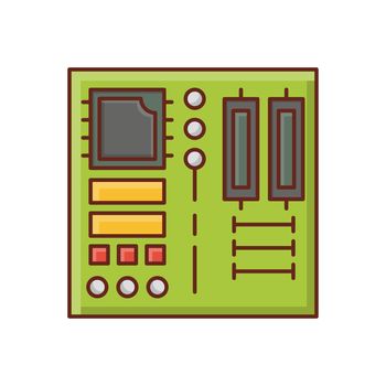 motherboard Vector illustration on a transparent background. Premium quality symbols. Vector Line Flat color icon for concept and graphic design.