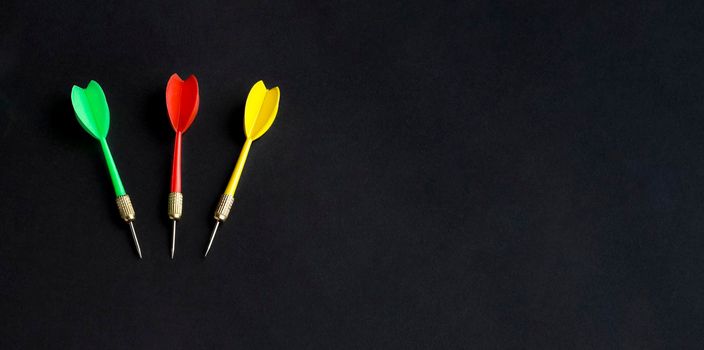 flat lay colorful darts with copy space. High resolution photo