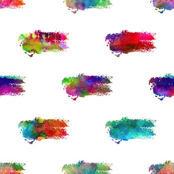 Watercolor Brush Stripes Seamless Pattern Grange Geometric Design in Rainbow Color. Modern Strokes Grung Collage Background for kids fabric and textile.