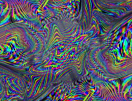 Psychedelic Rainbow Background LSD Colorful Wallpaper. Abstract Hypnotic Illusion. Hippie Retro Texture.