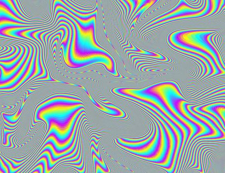 Hippie Trippy Psychedelic Rainbow Background LSD Colorful Wallpaper. Abstract Hypnotic Illusion. Hippie Retro Texture Glitch and Disco.