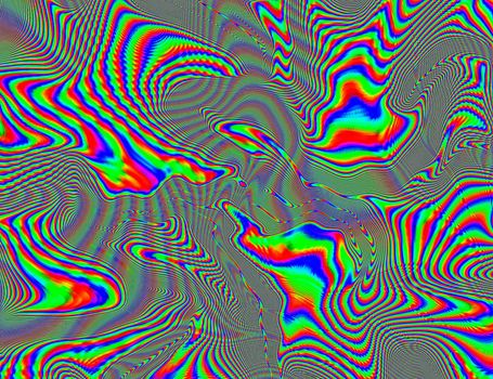 Trippy Psychedelic Rainbow Background Glitch LSD Colorful Wallpaper. 60s Abstract Hypnotic Illusion. Hippie Retro Texture. hallucinations.