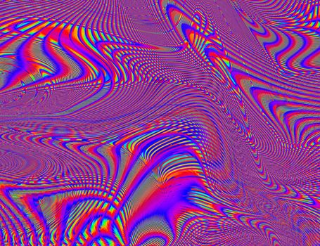 Trippy Psychedelic Rainbow Background Glitch LSD Colorful Wallpaper. 60s Abstract Hypnotic Illusion. Hippie Retro Texture. hallucinations.