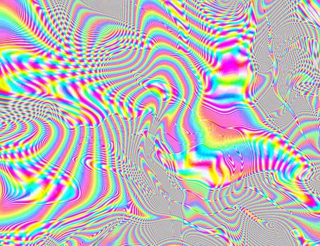 Trippy Psychedelic Rainbow Background Glitch LSD Colorful Wallpaper. 60s Abstract Hypnotic Illusion. Hippie Retro Texture. hallucinations.