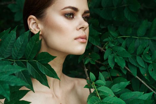 beautiful woman makeup spa nature fresh air model. High quality photo