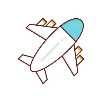 airplane vector flat color icon