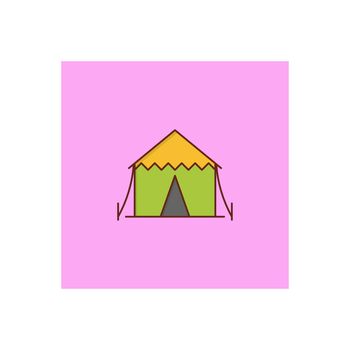 camp vector flat color icon