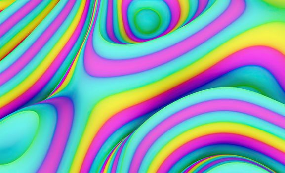 abstract 3d wave background with rainbow colored lines. 3d rendering