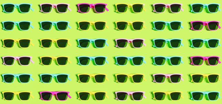 pattern of sunglasses with pastel colors retro style. 3d render