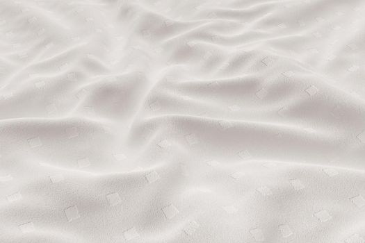 White wavy background with fabric texture and small squares. 3d rendering