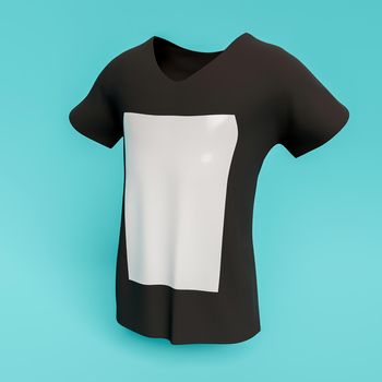 mockup of t-shirt with white square in the center for design sample. 3d rendering