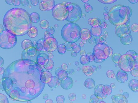abstract background of soap bubbles with a clear sky. 3d rendering