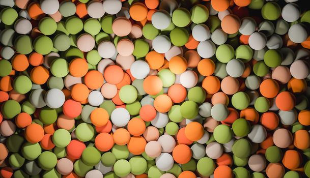 abstract background of rubber balls with hard lighting on one side. 3d render