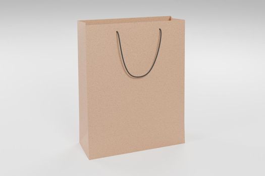 mockup of cardboard shopping bag on white background. 3d render