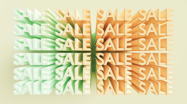 sign with the words SALE with green and orange gradient. 3d rendering