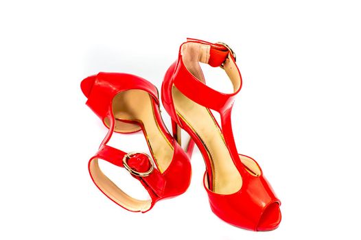 red patent leather sandal for the summer season