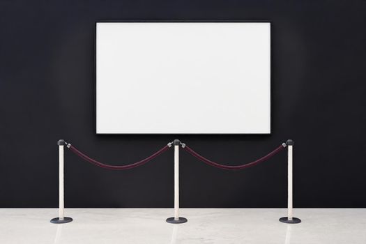 mockup of a blank frame with security barrier. 3d rendering