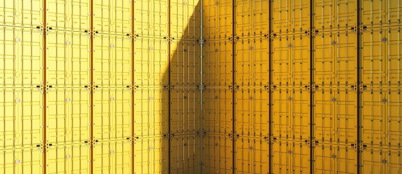 yellow corner truck container pattern. 3d rendering