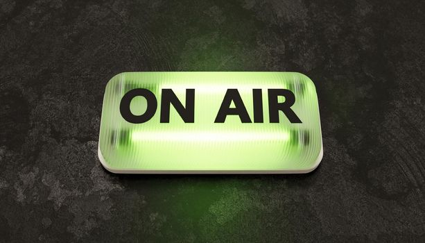 green neon sign with the word ON AIR. 3d rendering