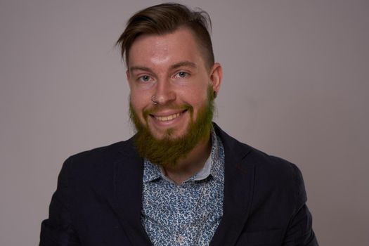business man in jacket posing fashion professional. High quality photo