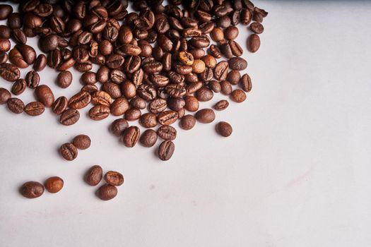 coffee beans brown mocha beans view from above. High quality photo