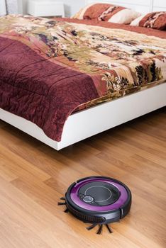 robotic vacuum cleaner cleaning the room