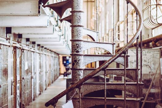 Cells of the Alcatraz Island, formerly a military prison and today a historic place that daily hosts tourists' visits