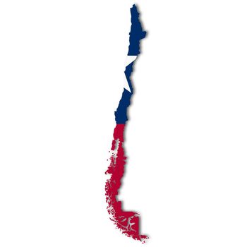 A Chile map on white background 3d illustration with clipping path