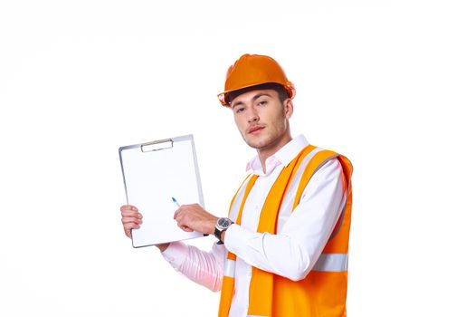 Engineer with documents working form of professionals. High quality photo