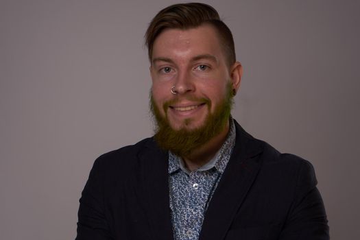 Business man self confidence posing office official. High quality photo