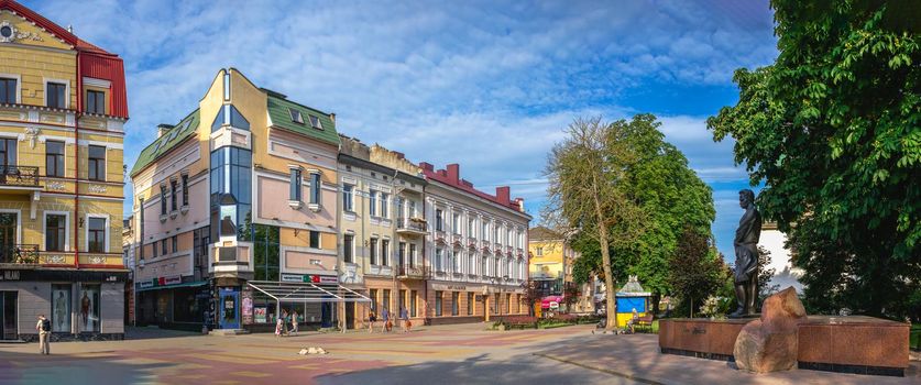 Ternopil, Ukraine 06.07.2021.  Streets of the historic city center of Ternopil, Ukraine, on a sunny summer morning