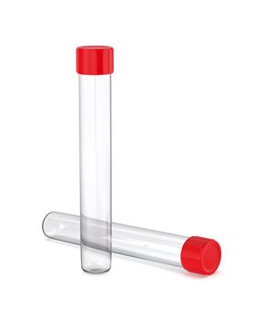 Empty test tubes on white background