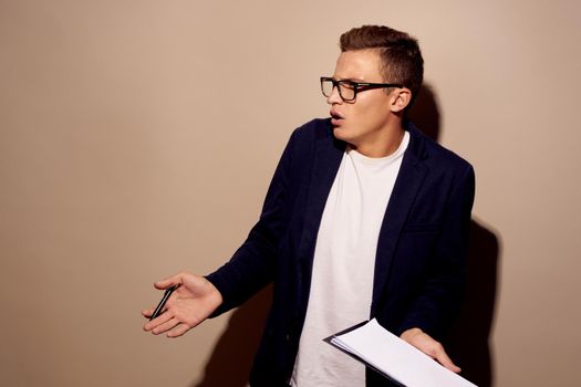 manager official success work office beige background. High quality photo