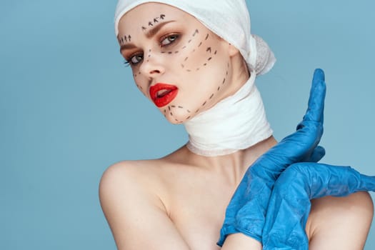 portrait of a woman rejuvenation facial injection cosmetic procedures studio lifestyle. High quality photo