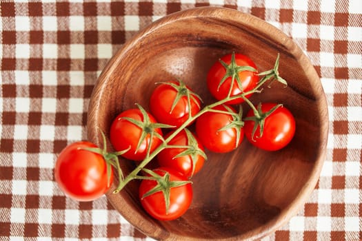 food wooden board cherry tomatoes organic close-up. High quality photo
