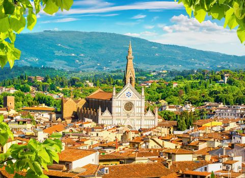 View of the cityscape and mountains of Florence