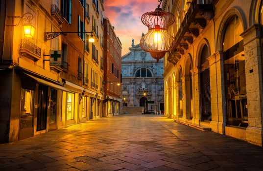 Church of Saint Moses in Venice at sunset
