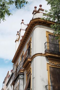 Typical decorated facade in Seville, Andalusia, Spain