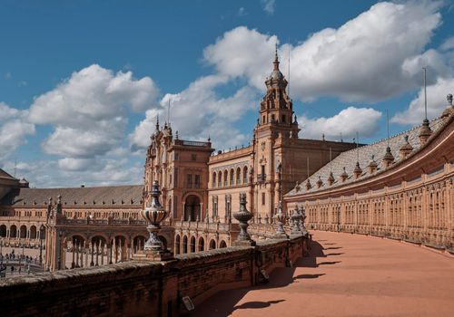 Andalisia Seville's main square Plaza de Espana Spain. blue decorative ceramic element