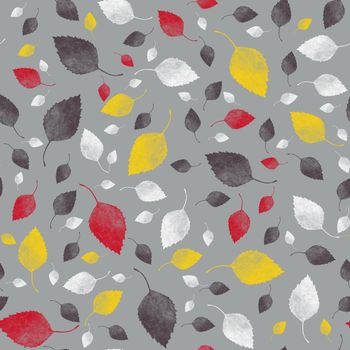 decorative leaf pattern 1950s mid century type seamless pattern on a grey background