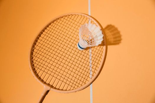 badminton racket shuttlecock top view. High resolution photo