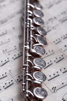 close up metal flute. High resolution photo