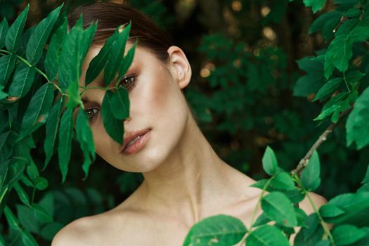 beautiful woman makeup spa nature fresh air model. High quality photo